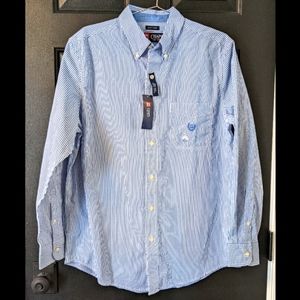 Chaps North Coast Easy Care Striped Button-Down- Size M